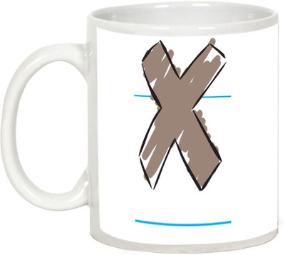 

AllUPrints Colorful Handwritten Alphabet Letters "X" Ceramic Mug(325 ml), White