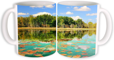 

PhotogiftsIndia water lakes design Ceramic Mug(350 ml, Pack of 2), Multicolor