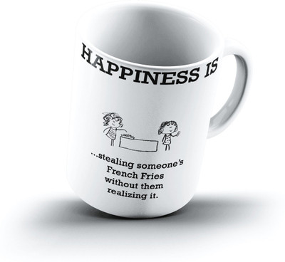 

Ucard Happiness Is2345 Bone China, Ceramic, Porcelain Mug(325 ml), Multicolor