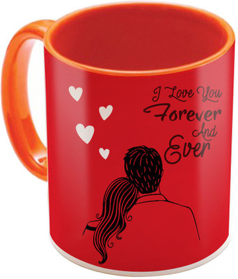 

SKY TRENDS Valentine Gift for Girlfriend Love Printed I Love U Forever Perfect for Her Him Wife Fiance Anniversary And Birthday STGD224 Ceramic Mug(325 ml), Orange