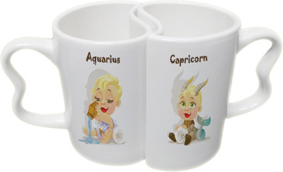 

Ucard Aquarius and Capricorn Zodiac Sign Couple Bone China, Ceramic, Porcelain Mug(325 ml), Multicolor