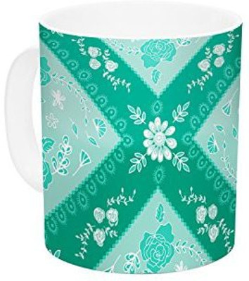 

Kess InHouse InHouse Anneline Sophia Diamonds Mint Green Seafoam Ceramic Coffee, 11 oz, Multicolor Ceramic Mug(60 ml)