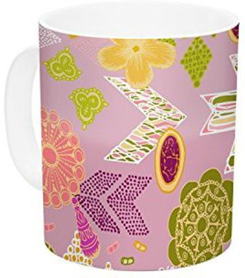 

Kess InHouse InHouse Anneline Sophia Aztec Boho Yellow Blue Ceramic Coffee, 11 oz, Multicolor Ceramic Mug(60 ml)