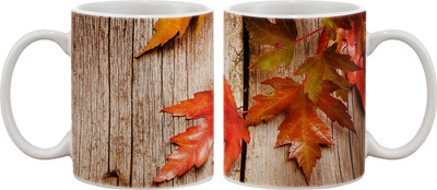 

Artifa Rustic Autumn Leaves Porcelain, Ceramic Mug(350 ml), Multicolor