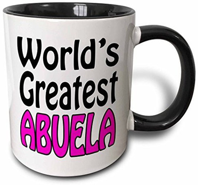 

3dRose mug_159595_4 World's Greatest Abuela, Pink Two Tone Black, 11 oz, Black/White Ceramic Mug(60 ml)