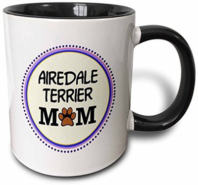 

3dRose mug_151675_4 Airedale Terrier Dog Mom Paw Print Mum Circle Doggie Mama Doggy Love Dog Lovers Purple Two Tone Black, 11 oz, Black/White Ceramic Mug(60 ml)