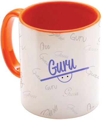 

SKY TRENDS Guru Birthday Gift Orange Coffee 350 ML Ceramic Mug(350 ml), Multicolor