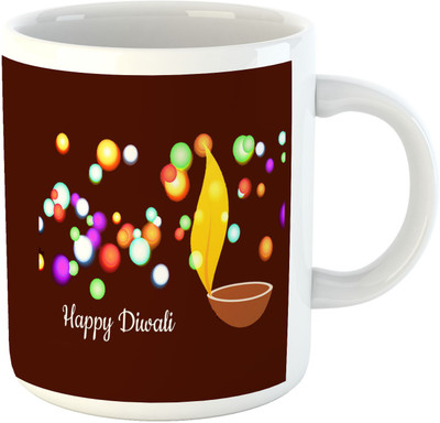 

Deeher Gifts Happy Diwali Design38 Ceramic Mug(330 ml), Multicolor