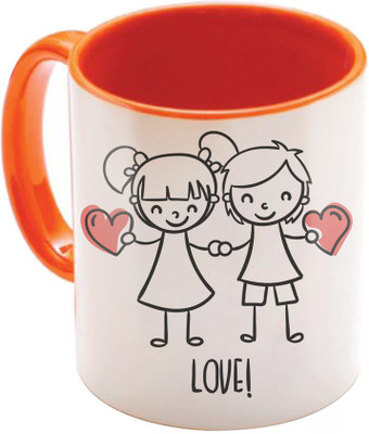 

SKY TRENDS Valentine Gift for Girlfriend Love Printed I Love U Forever Perfect for Her Him Wife Fiance Anniversary And Birthday STGD155 Ceramic Mug(325 ml), Orange