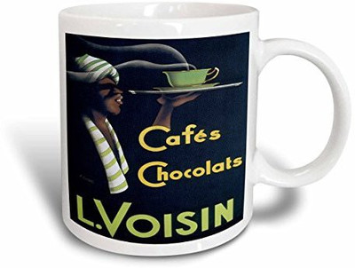 

3dRose Vintage Cafes Chocolats L. Voisin Advertising Poster Ceramic, 11 oz, White Ceramic Mug(60 ml), Multicolor