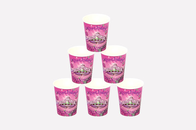 

Funcart Birthday Princess Paper Mug(250 ml, Pack of 6), Pink