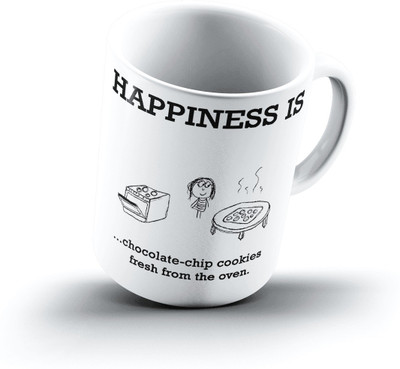 

Ucard Happiness Is1407 Bone China, Ceramic, Porcelain Mug(325 ml), Multicolor