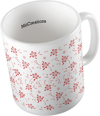 

MiiCreations Printed ,Flower Pattern Ceramic Mug(325 ml), Multicolor