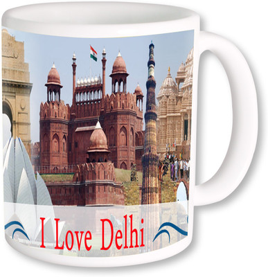 

PhotogiftsIndia I Love Delhi With Collarge 02 Ceramic Mug(325 ml), Multicolor