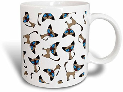 

3dRose Cute Siamese Cat Paw Print Design, 11-Ounce Ceramic Mug(60 ml), Multicolor