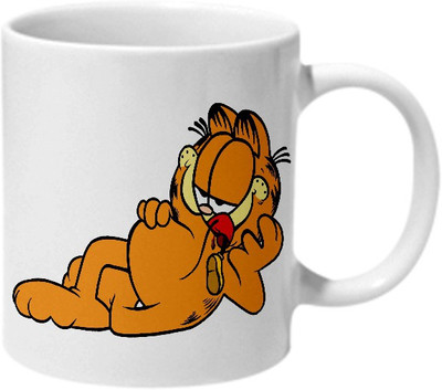 Mooch Wale Garfield Eating A Famous Mouse Ceramic Mug(325 ml), Multicolor