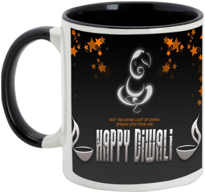 

AllUPrints Gifts For Deepawali - Prosperous Happy Diwali Design 12 Ceramic Mug(325 ml), Black