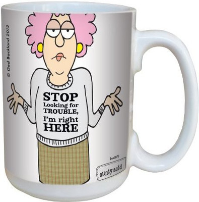 

Tree-Free Greetings Greetings lm43875 Hilarious Aunty Acid Trouble by The Backland Studio Ceramic, 15-Ounce Ceramic Mug(60 ml), Multicolor