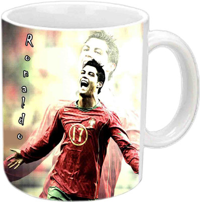 

Raj Laxmi Celebrating Ronaldo White Ceramic Mug(350 ml)