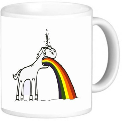 

Rikki Knight LLC Knight Photo Quality Ceramic Coffee, 11 oz, Rainbow Unicorn Ceramic Mug(60 ml), Multicolor