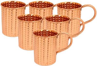 

IndianArtVilla IAV-CB-1-708 Copper Mug(415 ml, Pack of 6)