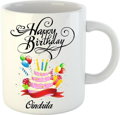

Huppme Happy Birthday Oindrila White (350 ml) Ceramic Mug(350 ml)