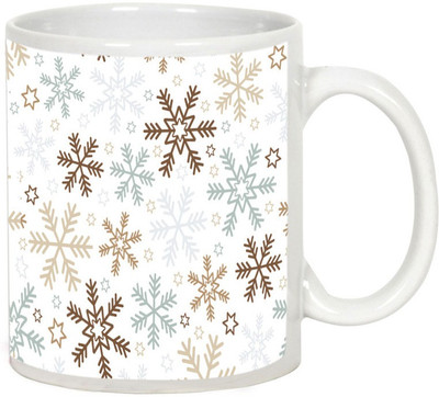 

AllUPrints The Snowy Flakes Of Christmas Ceramic Mug(325 ml), White