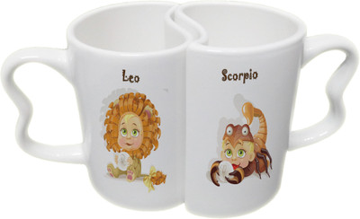 

Ucard Leo and Scorpio Zodiac Sign Couple Bone China, Ceramic, Porcelain Mug(325 ml), Multicolor
