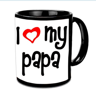 

Raj Laxmi I Love You Papa Nice Design Multicolor Ceramic Mug(350 ml), Black