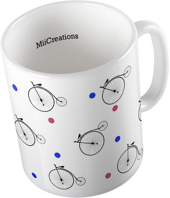

MiiCreations Printed ,Bicycle Pattern Ceramic Mug(325 ml), Multicolor