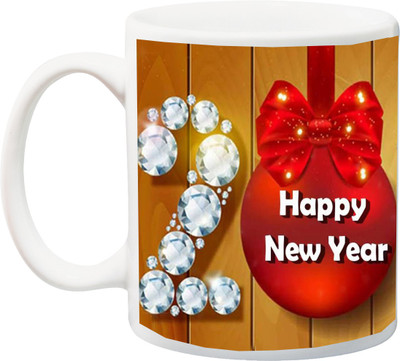 

ME&YOU Gift for mother/father/brother/sister/wife/husband/ boyfriend/girlfriend/friend/lover:2017 Happy New Year red ribbon printed Ceramic Mug(325 ml), Multicolor