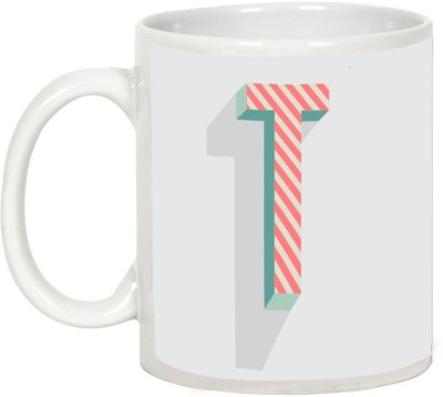 

AllUPrints Retro Design Alphabet Letters "T" Ceramic Mug(325 ml), White