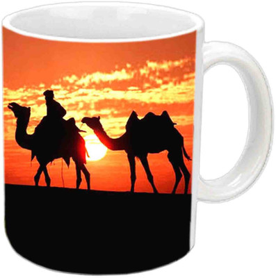 

Raj Laxmi Beautiful Sunset With Rajasthani View White Ceramic Mug(350 ml)