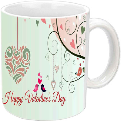 

Raj Laxmi Cute valentine birds white Ceramic Mug(384 ml)