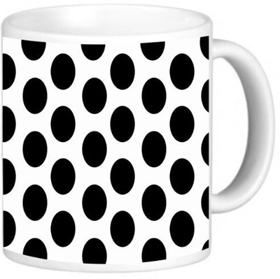

Rikki Knight LLC Knight Photo Quality Ceramic Coffee, 11 oz, Black on White Polka Dots Ceramic Mug(60 ml)