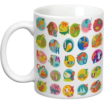 

Prithish Alphabets With Illustrations Ceramic Mug(330 ml), Multicolor