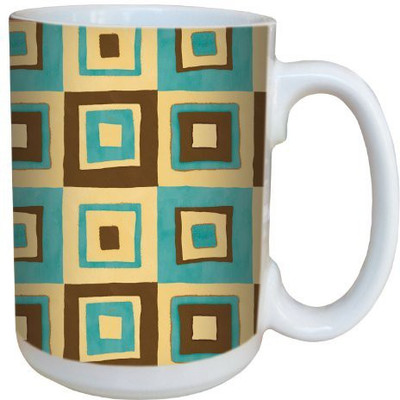 

Tree-Free Greetings Greetings 79235 50's Retro Geo by Debbie Mumm Ceramic with Full-Sized Handle, 15-Ounce Ceramic Mug(60 ml), Multicolor