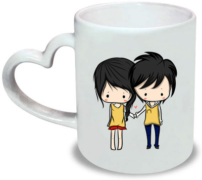 HuppmeGift Best Things Heart Handle Ceramic Mug(350 ml), White
