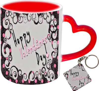 

Raj Laxmi valentine frame keyring red handle valentine Ceramic Mug(350 ml)