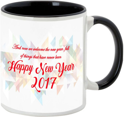 

AllUPrints Lets Welcome New Year 2017 Black Ceramic Mug(325 ml)