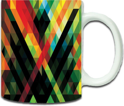 

Maison N Mode Colour Line Pattern Coffee Ceramic Mug(330 ml), Multicolor