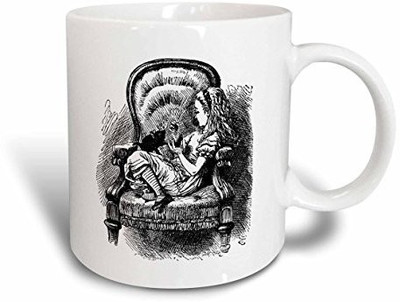 

3dRose mug_193786_1 Girl Playing with Cat Alice in Wonderland Vintage Book Illustration Ceramic, 11-Ounce Ceramic Mug(60 ml), Multicolor