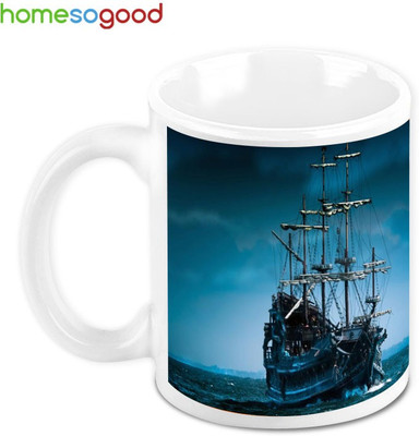 41% OFF on Homesogood Ship In The Full Moon Ceramic Mug(280 ml)