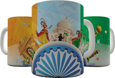 

Shaildha Republic-002 Ceramic Mug(350 ml), Multicolor