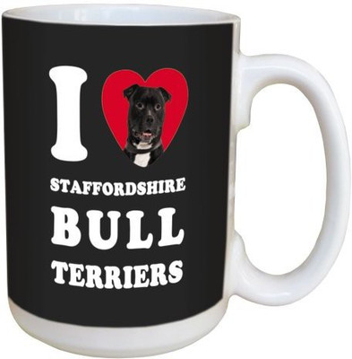 

Tree Free Free Greetings LM45126 I Heart Staffordshire Bull Terriers Ceramic with Full-Sized Handle, 15-Ounce, Black and White Ceramic Mug(60 ml), Multicolor