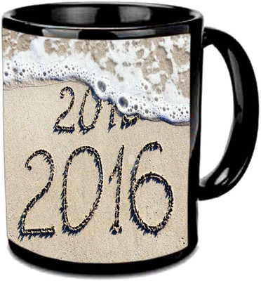 

Raj Laxmi Sand made new year black cup Ceramic Mug(350 ml)