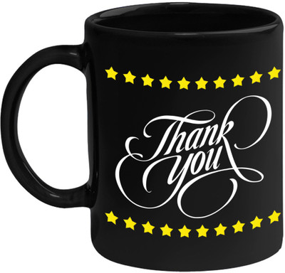 

Huppme Thank You Black 350ML Ceramic Mug(350 ml)