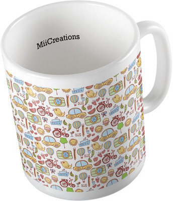 

MiiCreations Printed Cartoons City Elements Pattern Ceramic Mug(325 ml), Multicolor