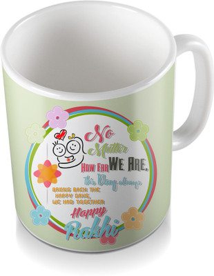 

SKY TRENDS No. # 1 Brother In Hand Two Rakhi Colorful Desiging Gifts For Rakshabhadhan Coffee Ceramic Mug(320 ml), White
