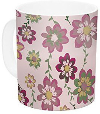 

Kess InHouse InHouse Nika Martinez Romantic Flowers in Pink Blush Floral Ceramic Coffee, 11 oz, Multicolor Ceramic Mug(60 ml)